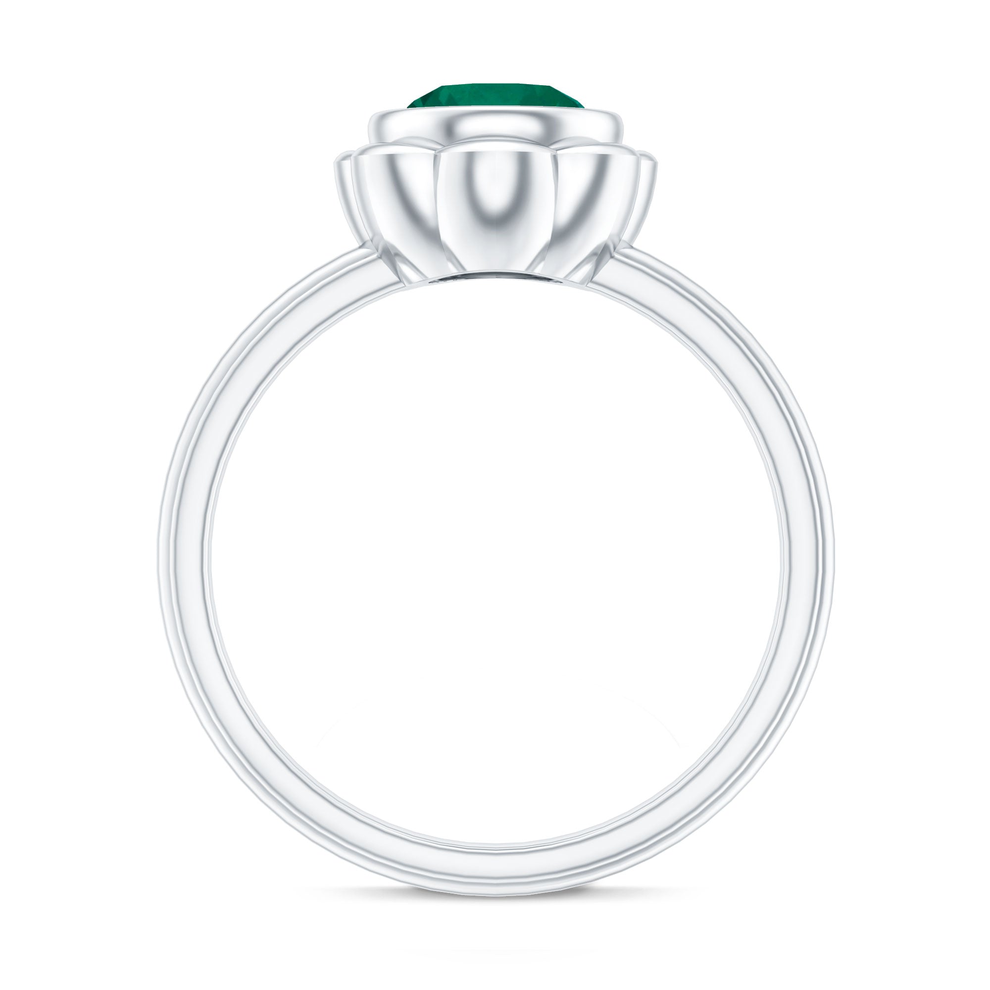 Rosec Jewels-Bezel Set Lab Created Emerald Solitaire Engagement Ring