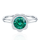 Bezel Set Lab Created Emerald Solitaire Engagement Ring AAAA - Rosec Jewels