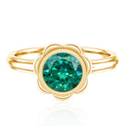Bezel Set Lab Created Emerald Solitaire Engagement Ring AAAA - Rosec Jewels