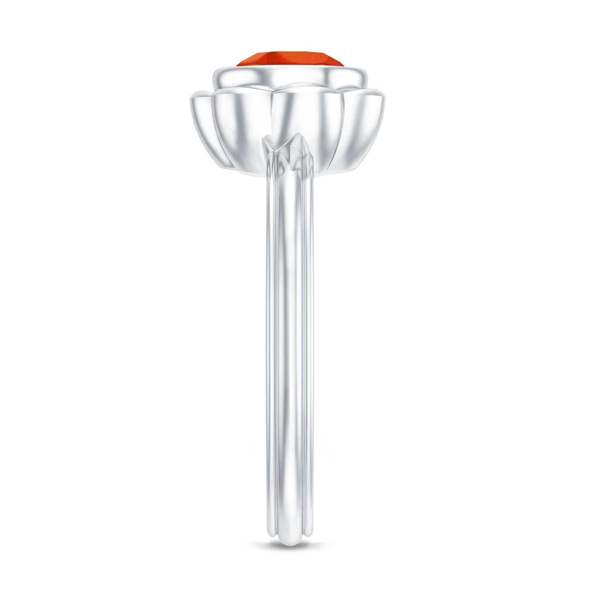 Rosec Jewels-1.5 Carat Lab Grown Orange Sapphire Bezel Set Engagement Ring