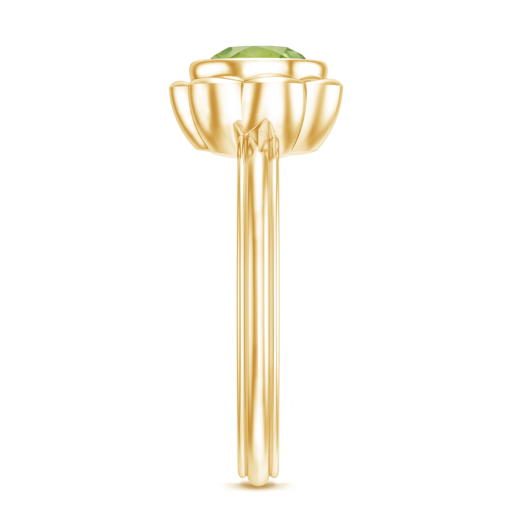 Rosec Jewels-Bezel Set 1.2 Carat Peridot Engagement Ring for Women