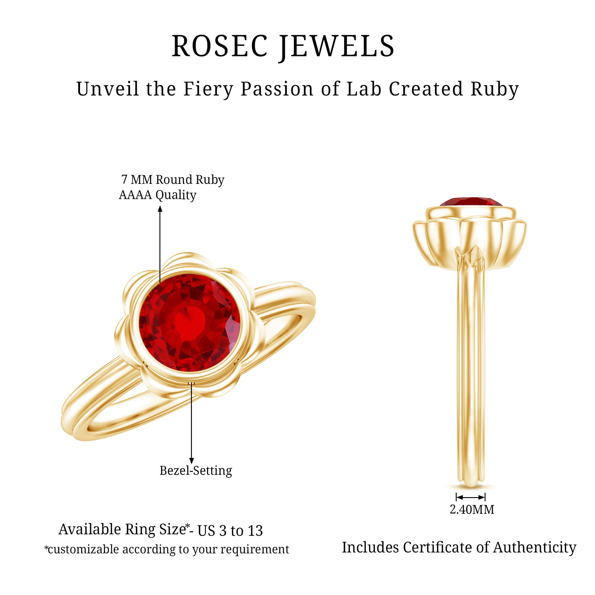 Rosec Jewels-1.3 Carat Lab Grown Ruby Flower Engagement Ring