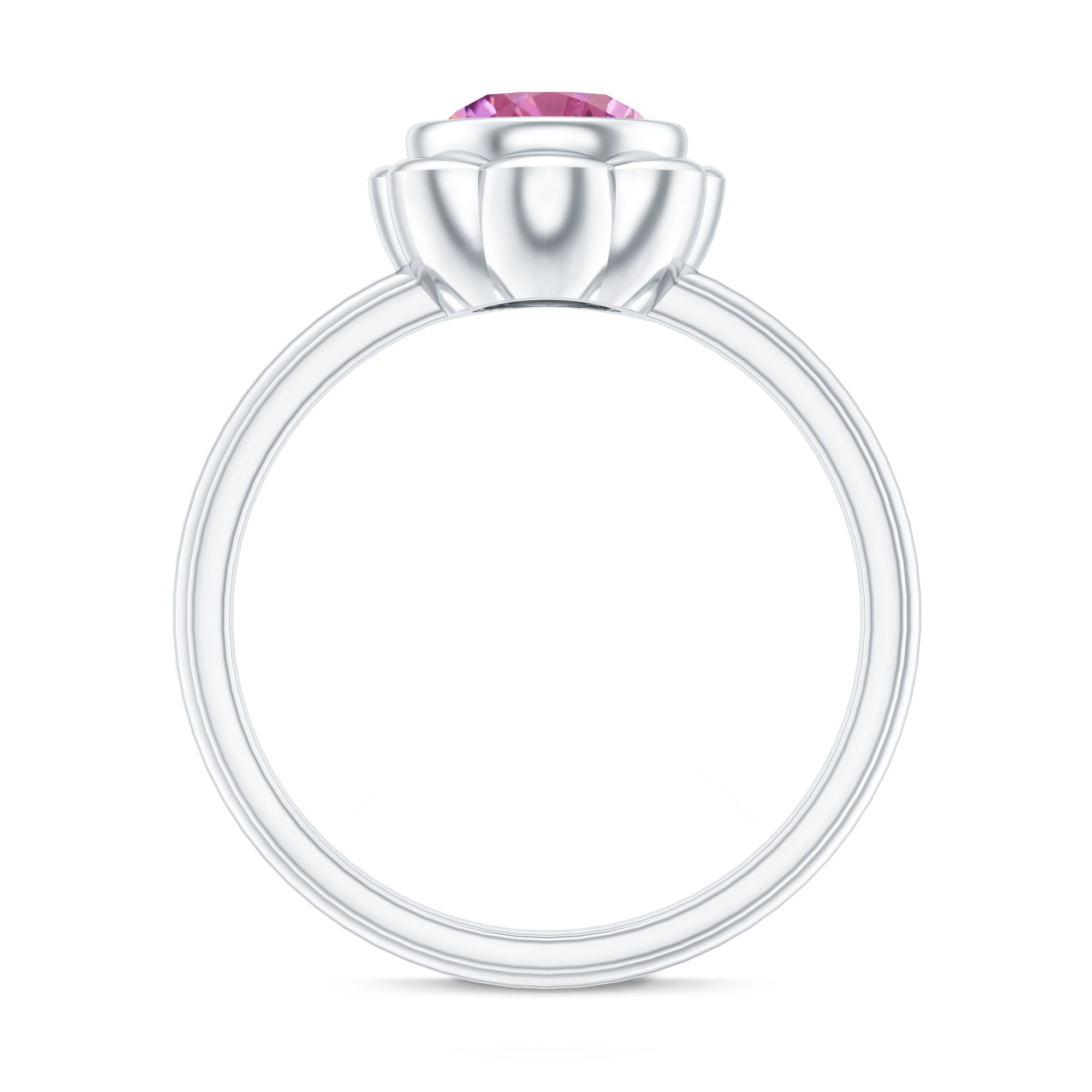 Rosec Jewels-1 Carat Round Pink Tourmaline Flower Engagement Ring