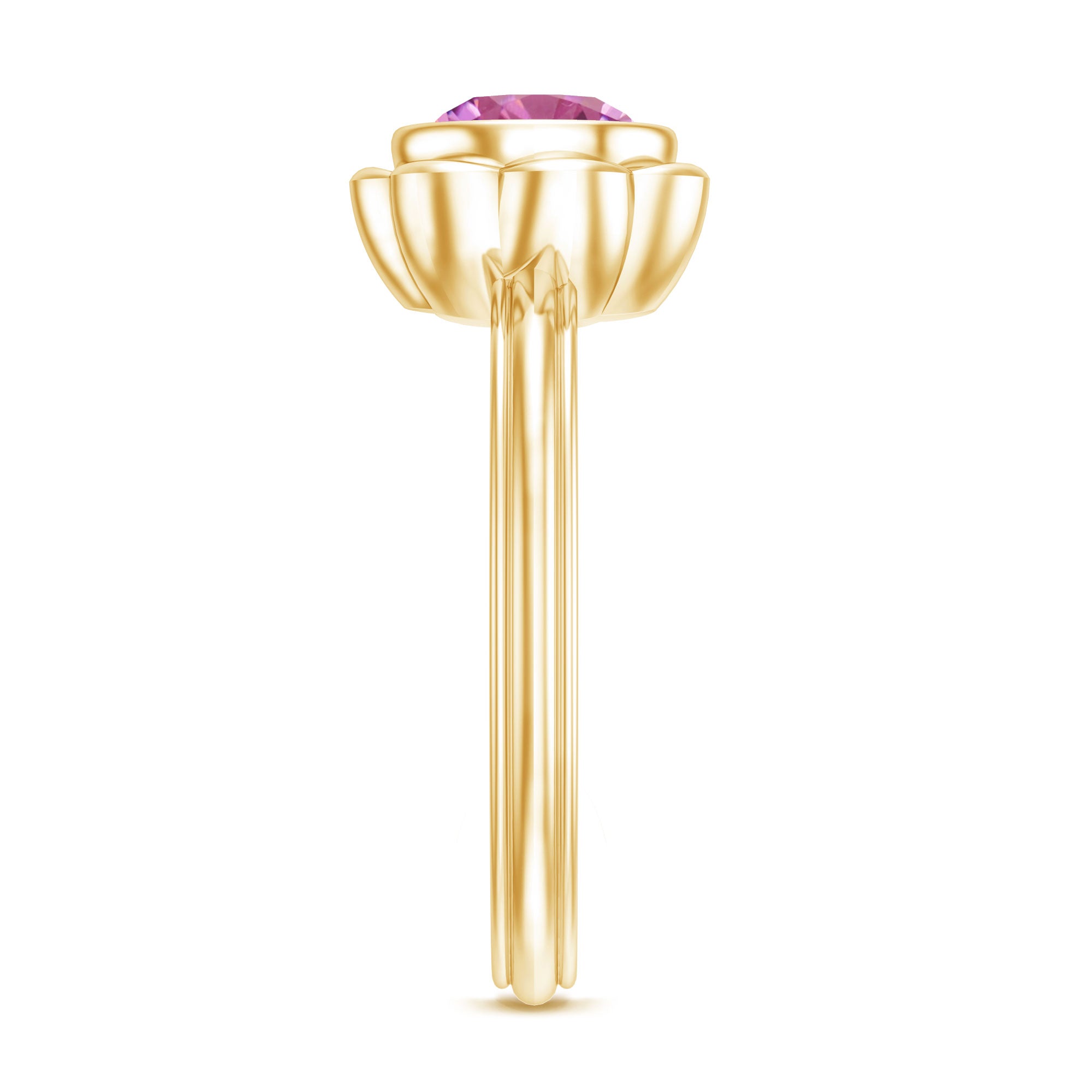 Rosec Jewels-1 Carat Round Pink Tourmaline Flower Engagement Ring