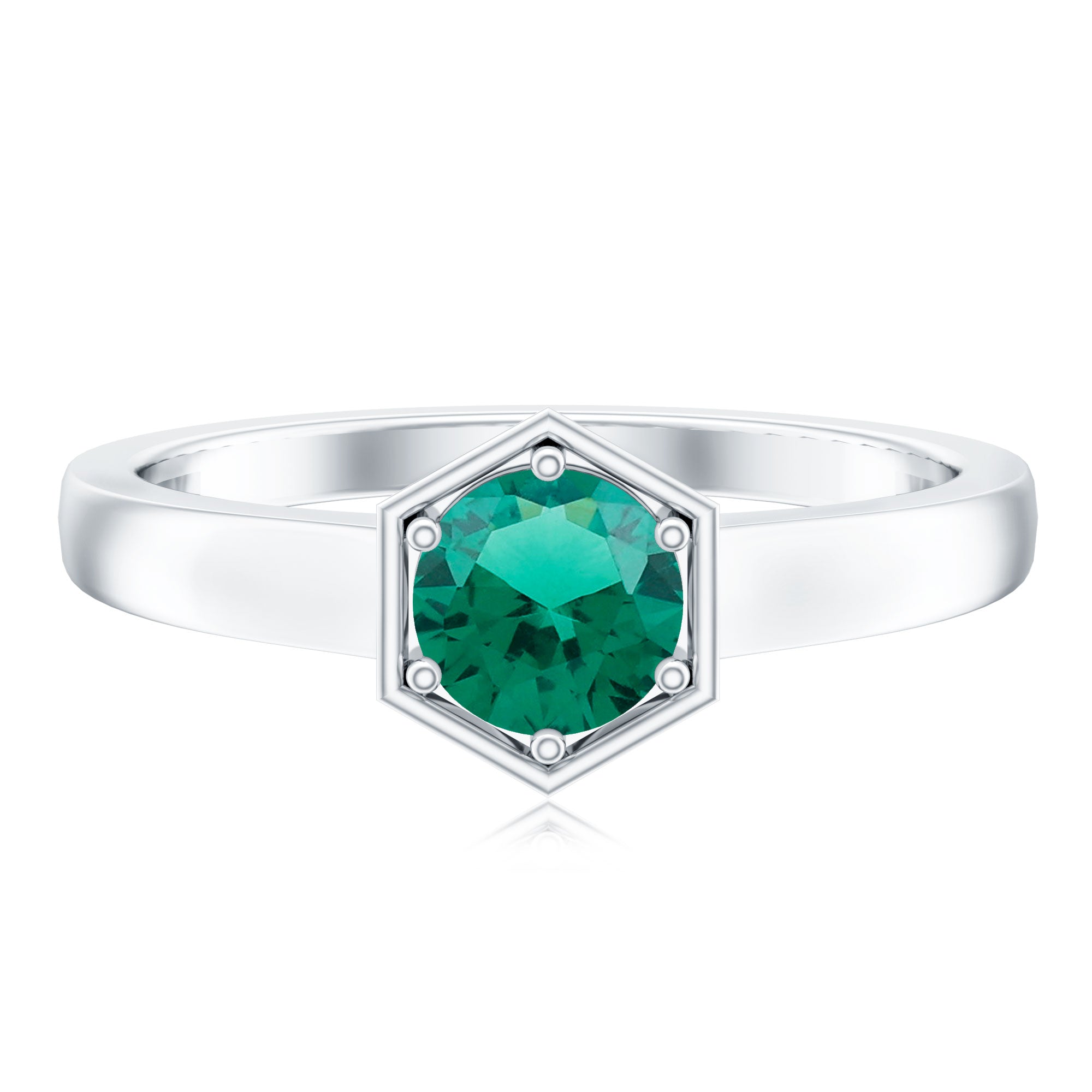 Rosec Jewels-Certified 0.8 Carat Lab Created Emerald Solitaire Engagement Ring
