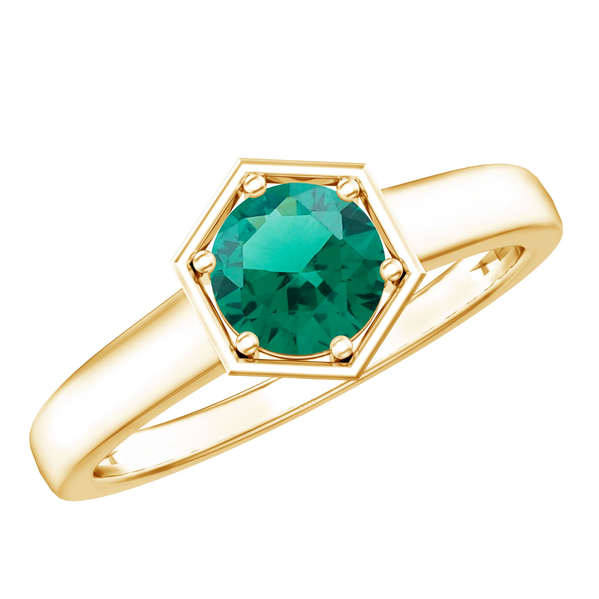 Rosec Jewels-Certified 0.8 Carat Lab Created Emerald Solitaire Engagement Ring