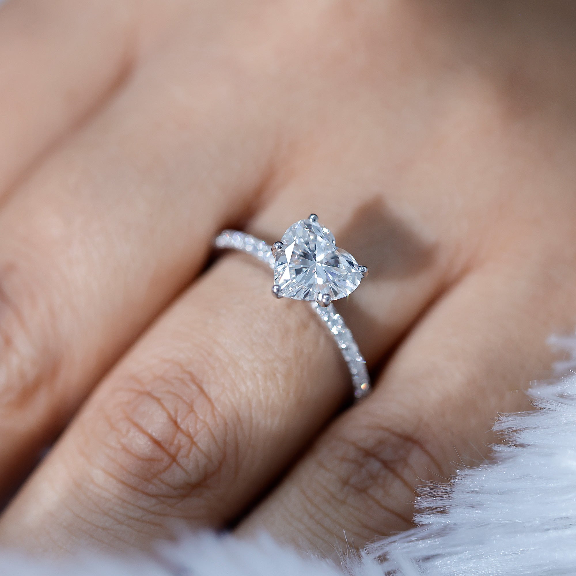2 Carat Lab Grown Diamond Heart Engagement Ring for Her Lab - ( EF-VS ) - Rosec Jewels