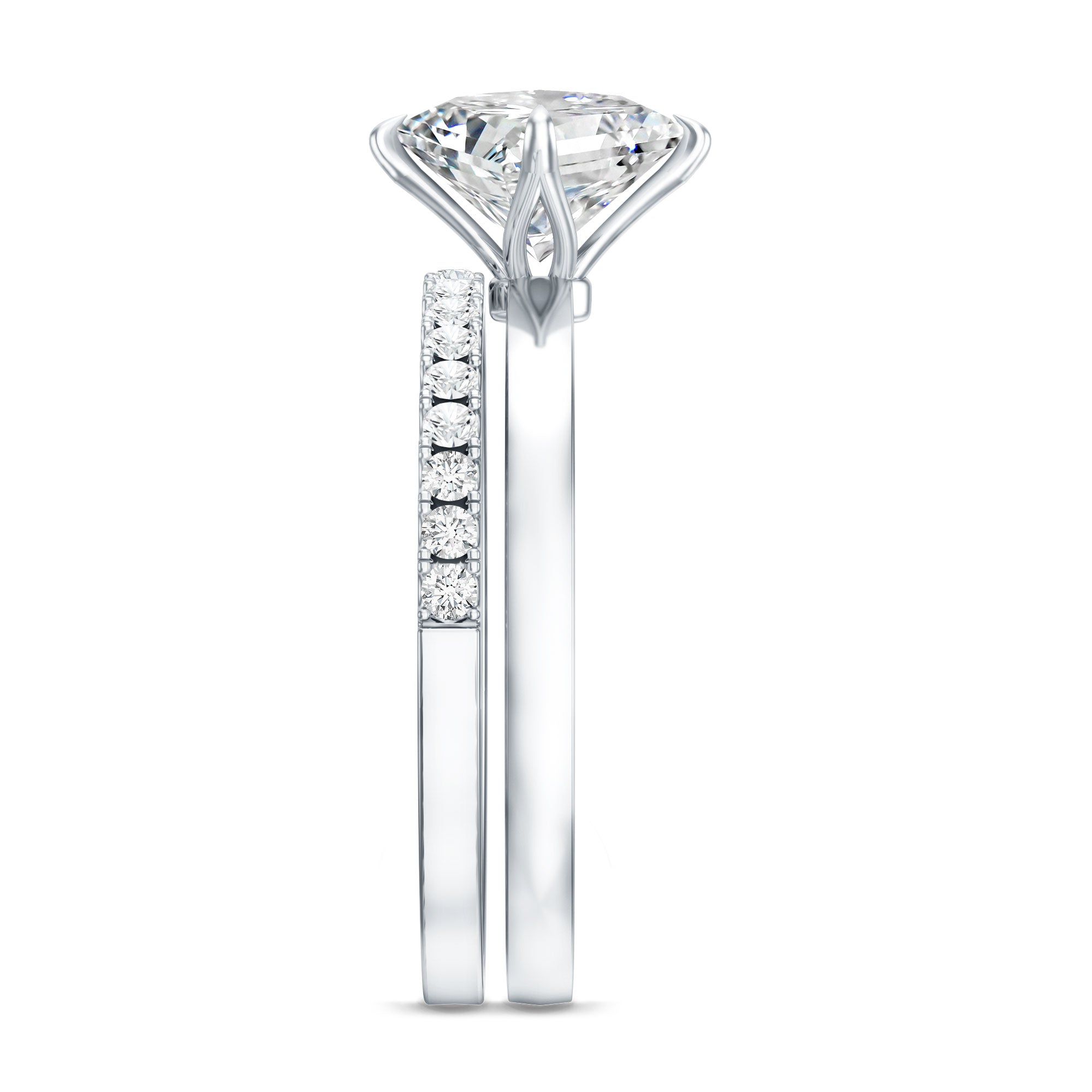 Princess Cut Lab Grown Diamond Ring With Wedding Band Lab - ( EF-VS ) - Rosec Jewels