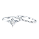 Princess Cut Lab Grown Diamond Ring With Wedding Band Lab - ( EF-VS ) - Rosec Jewels