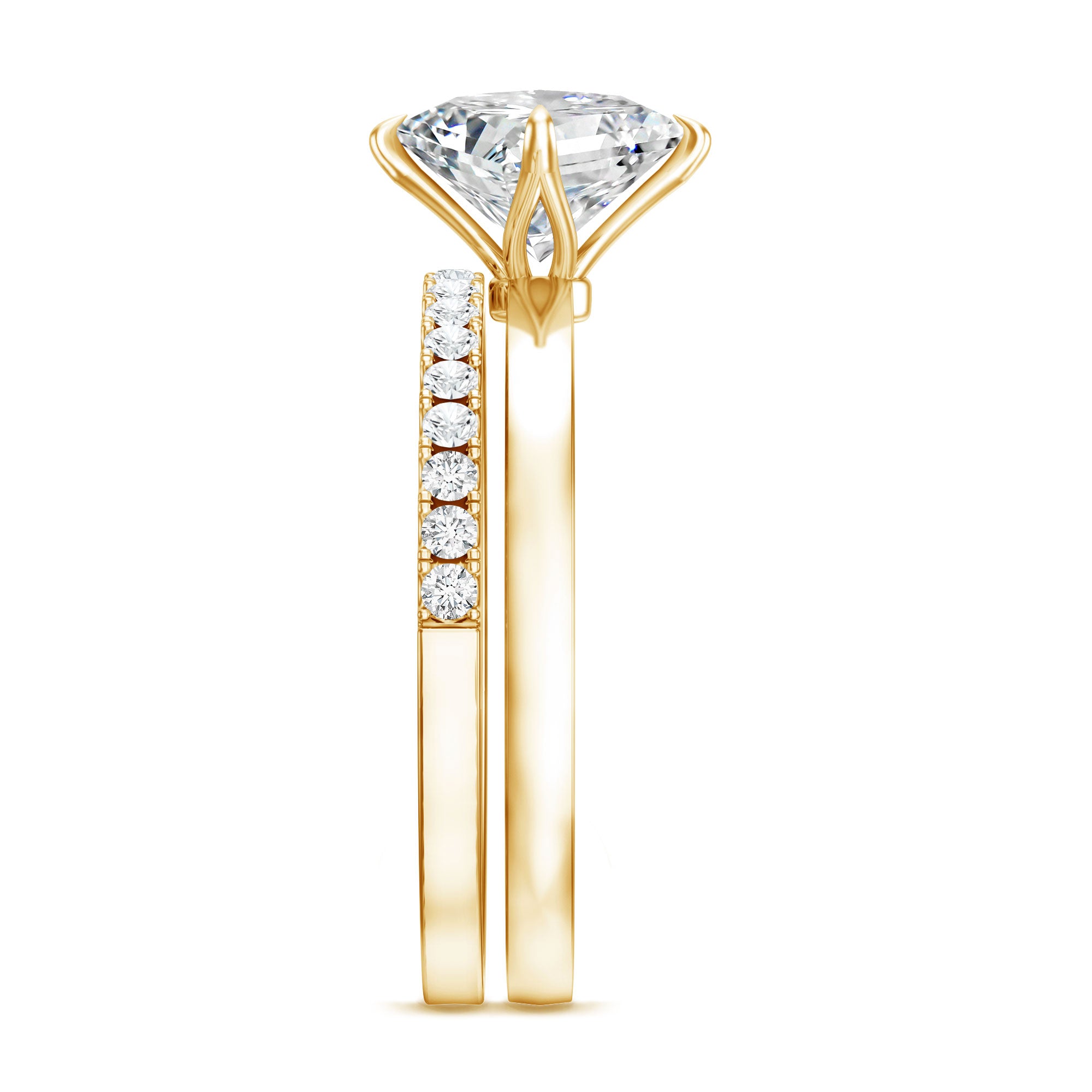 Princess Cut Lab Grown Diamond Ring With Wedding Band Lab - ( EF-VS ) - Rosec Jewels