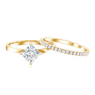 Princess Cut Lab Grown Diamond Ring With Wedding Band Lab - ( EF-VS ) - Rosec Jewels