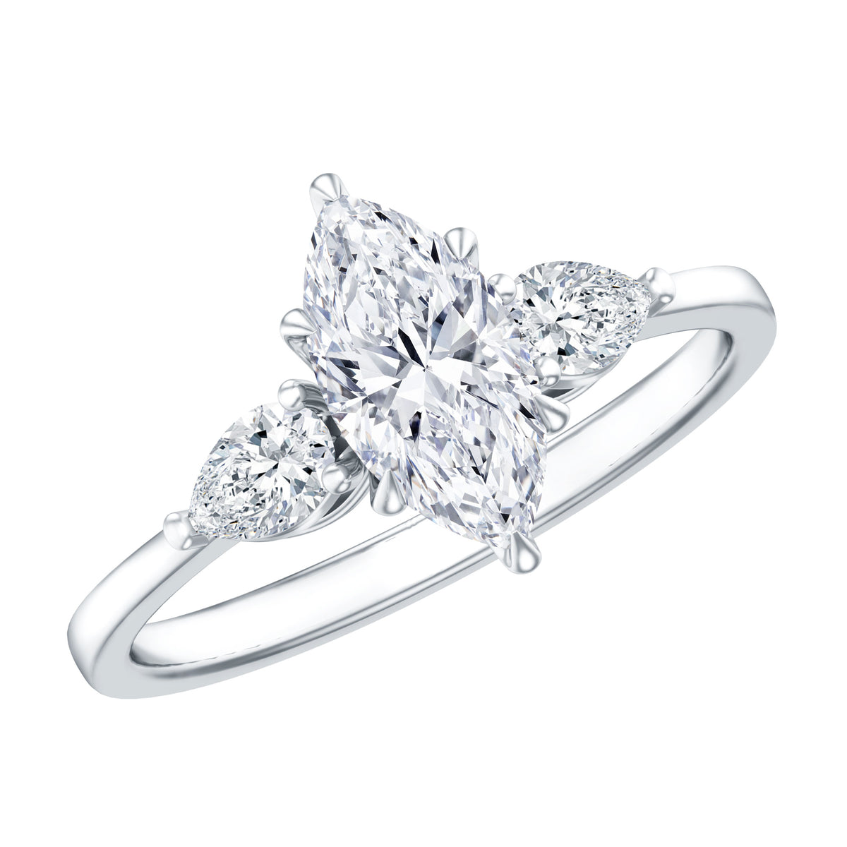 IGI Certified Lab Grown Diamond Three Stone Engagement Ring for Women Lab - ( E-VS1 ) - Rosec Jewels
