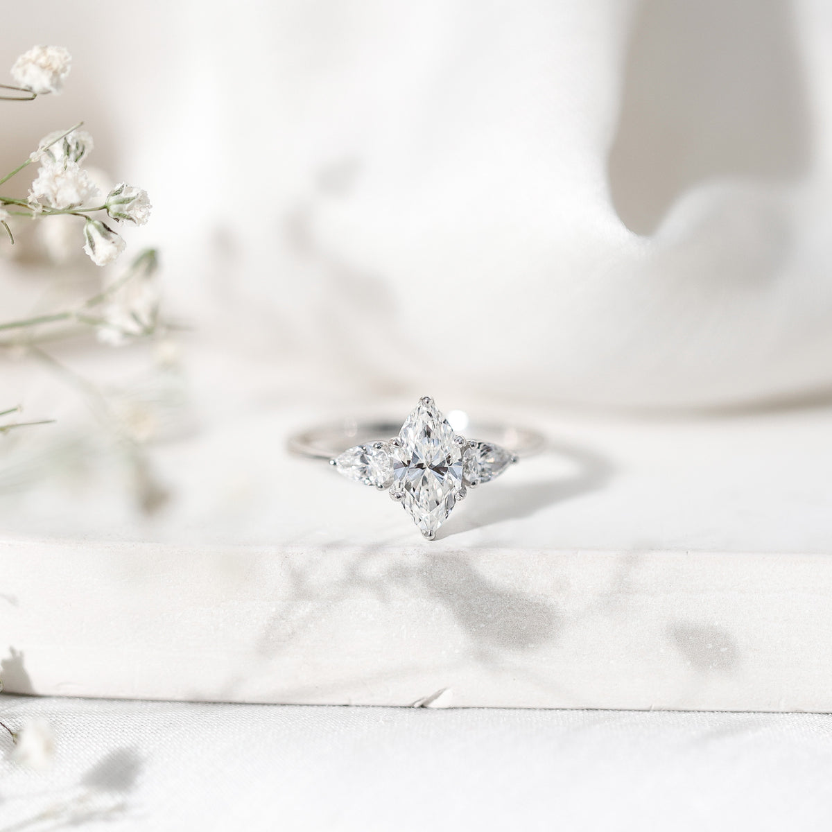 IGI Certified Lab Grown Diamond Three Stone Engagement Ring for Women Lab - ( E-VS1 ) - Rosec Jewels