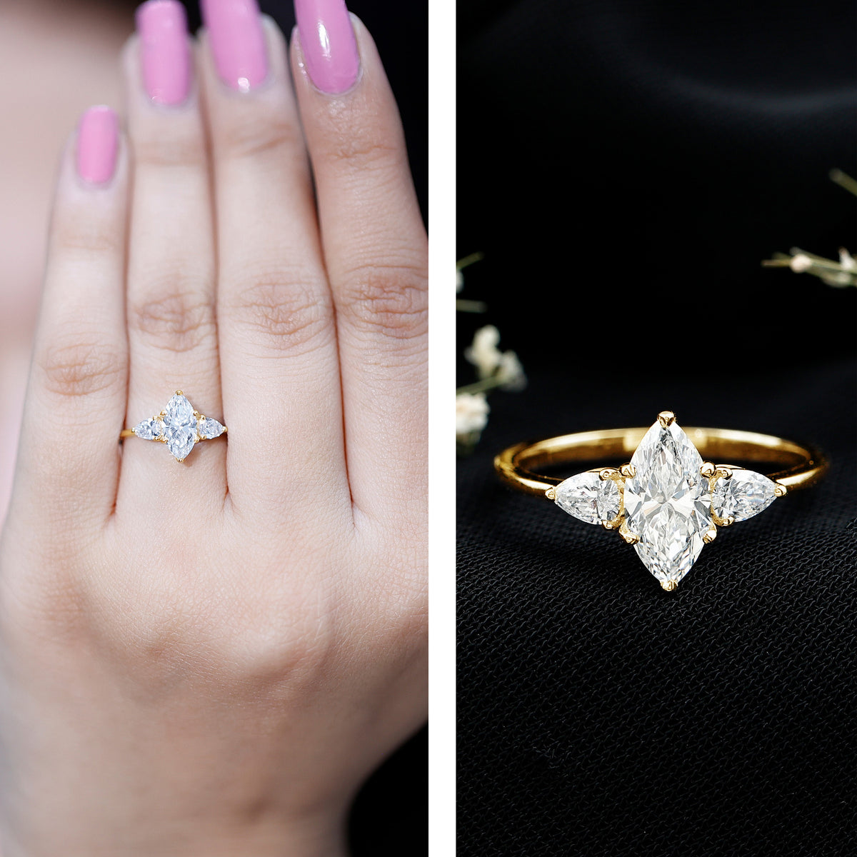IGI Certified Lab Grown Diamond Three Stone Engagement Ring for Women Lab - ( E-VS1 ) - Rosec Jewels