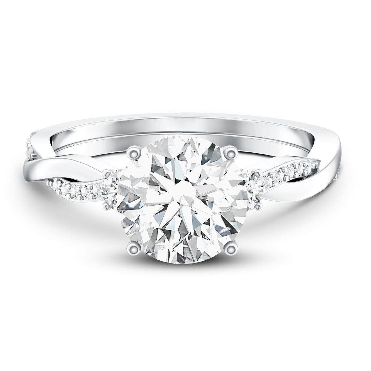 3 Carat Lab Grown Diamond Braided Engagement Ring with IGI Certificate Lab - ( E-VS1 ) - Rosec Jewels