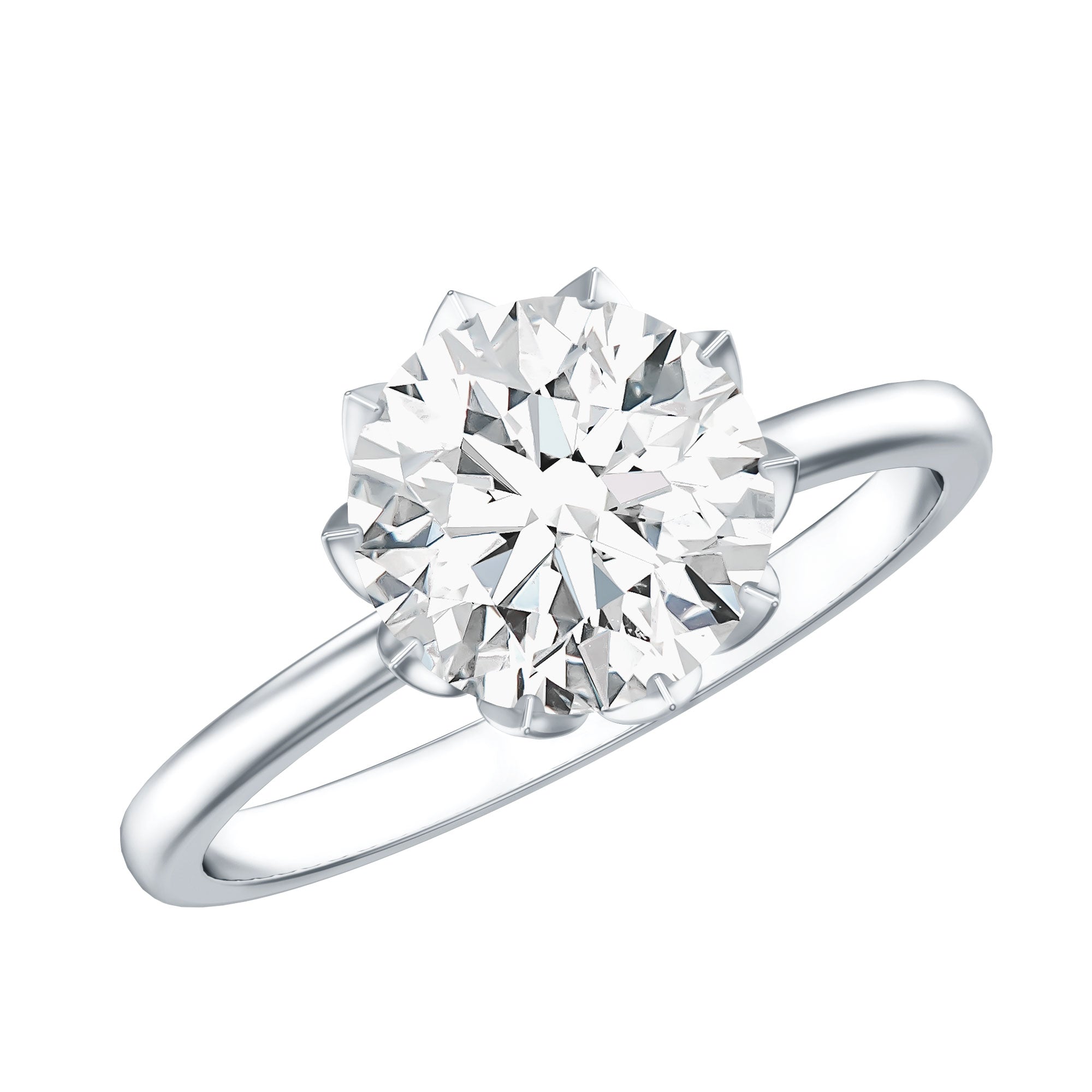 Rosec Jewels-IGI Certified 2 Carat Lab Grown Diamond Lotus Engagement Ring