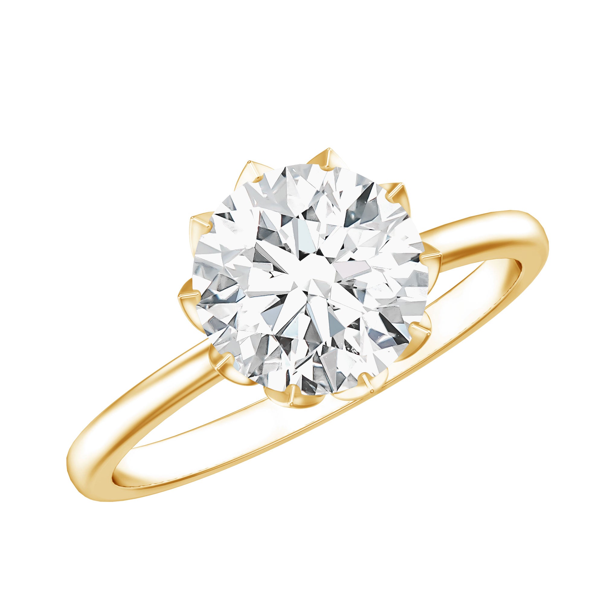 Rosec Jewels-IGI Certified 2 Carat Lab Grown Diamond Lotus Engagement Ring