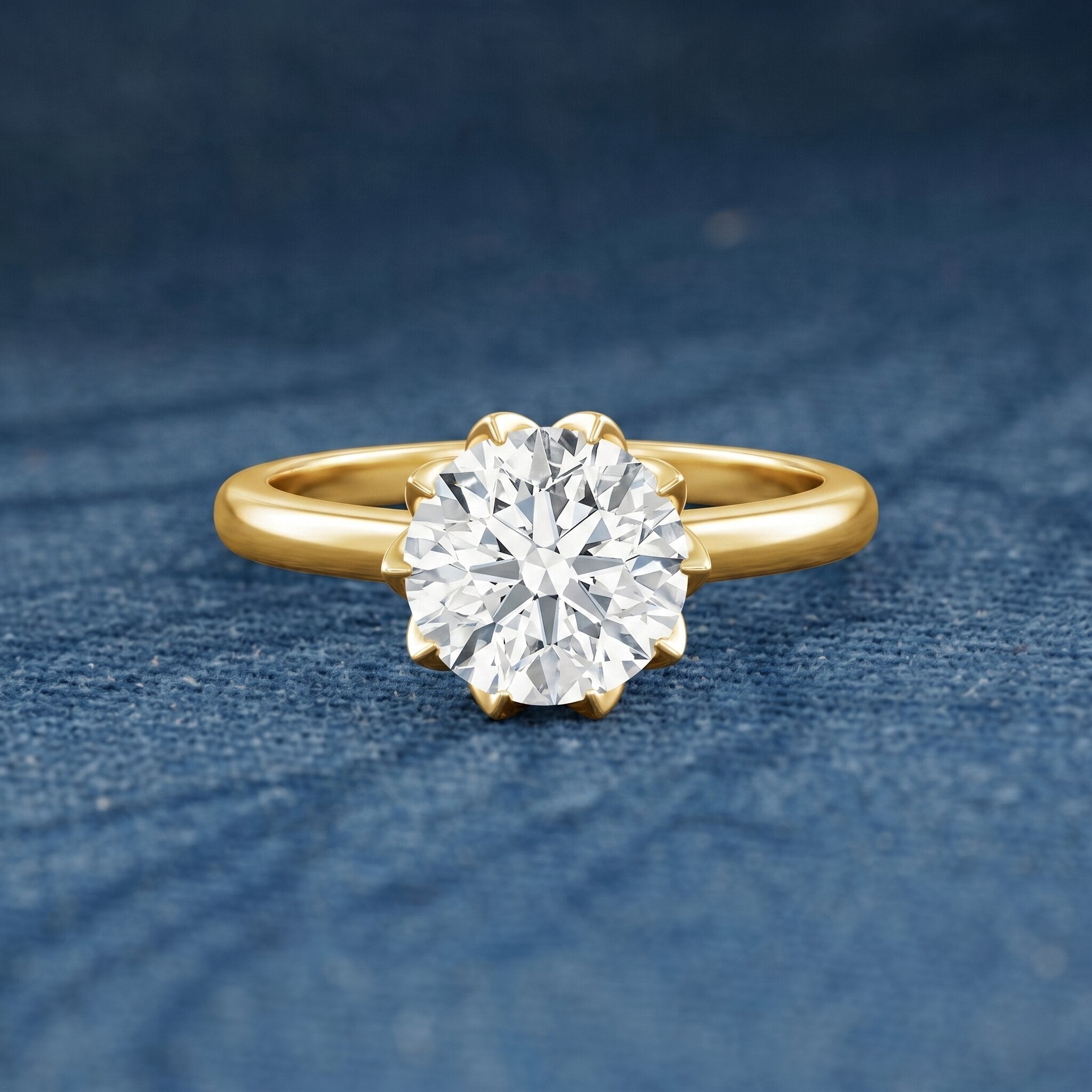 IGI Certified 2 Carat Lab Grown Diamond Lotus Engagement Ring Lab - ( E-VS1 ) - Rosec Jewels