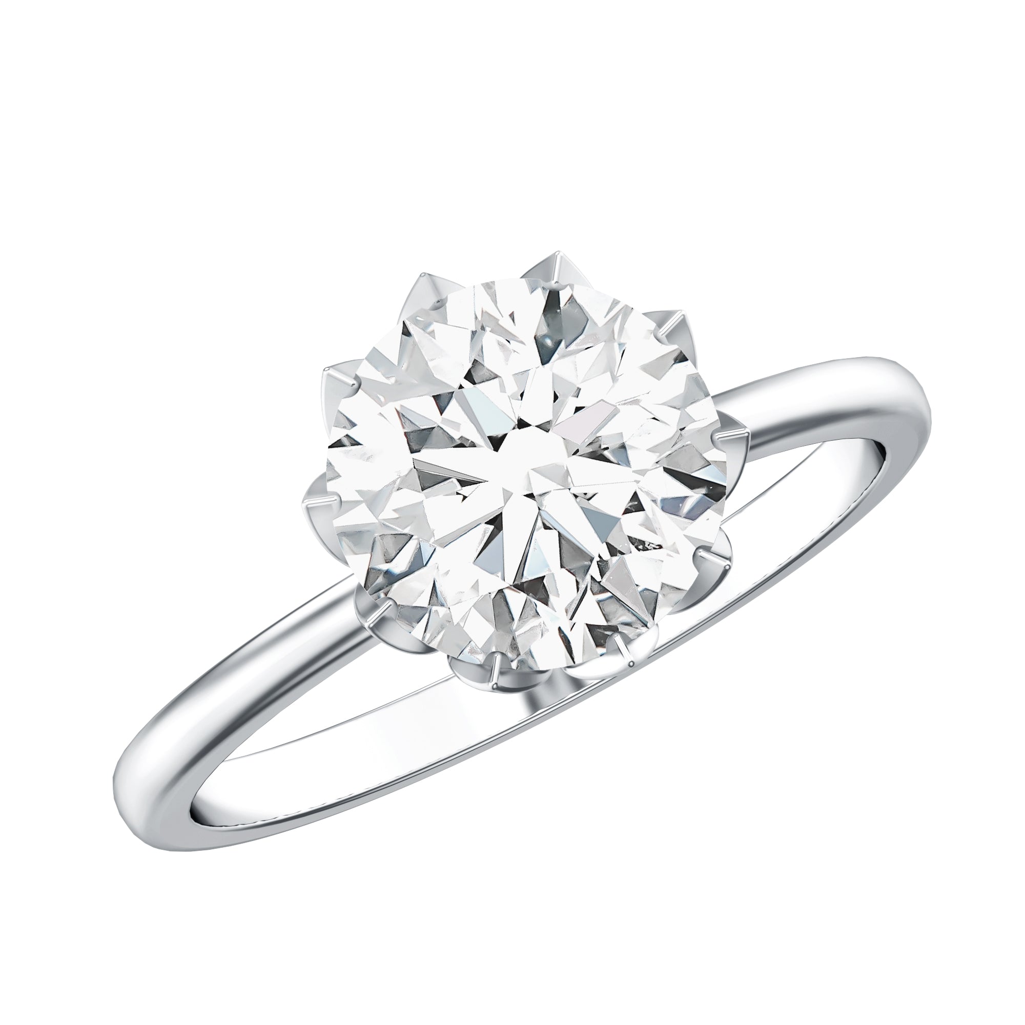 Rosec Jewels-Lotus Basket Set Lab Grown Diamond 3 Carat Engagement Ring with IGI Certificate