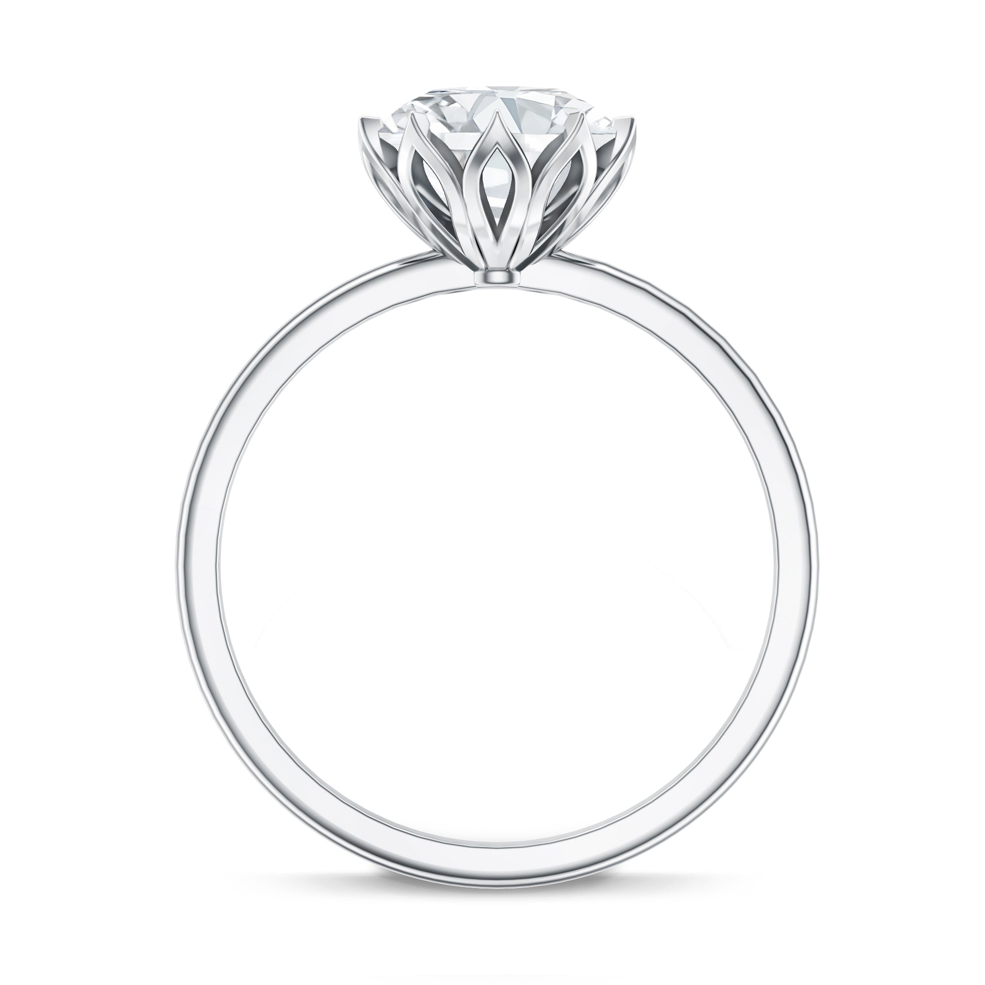 Rosec Jewels-Lotus Basket Set Lab Grown Diamond 3 Carat Engagement Ring with IGI Certificate