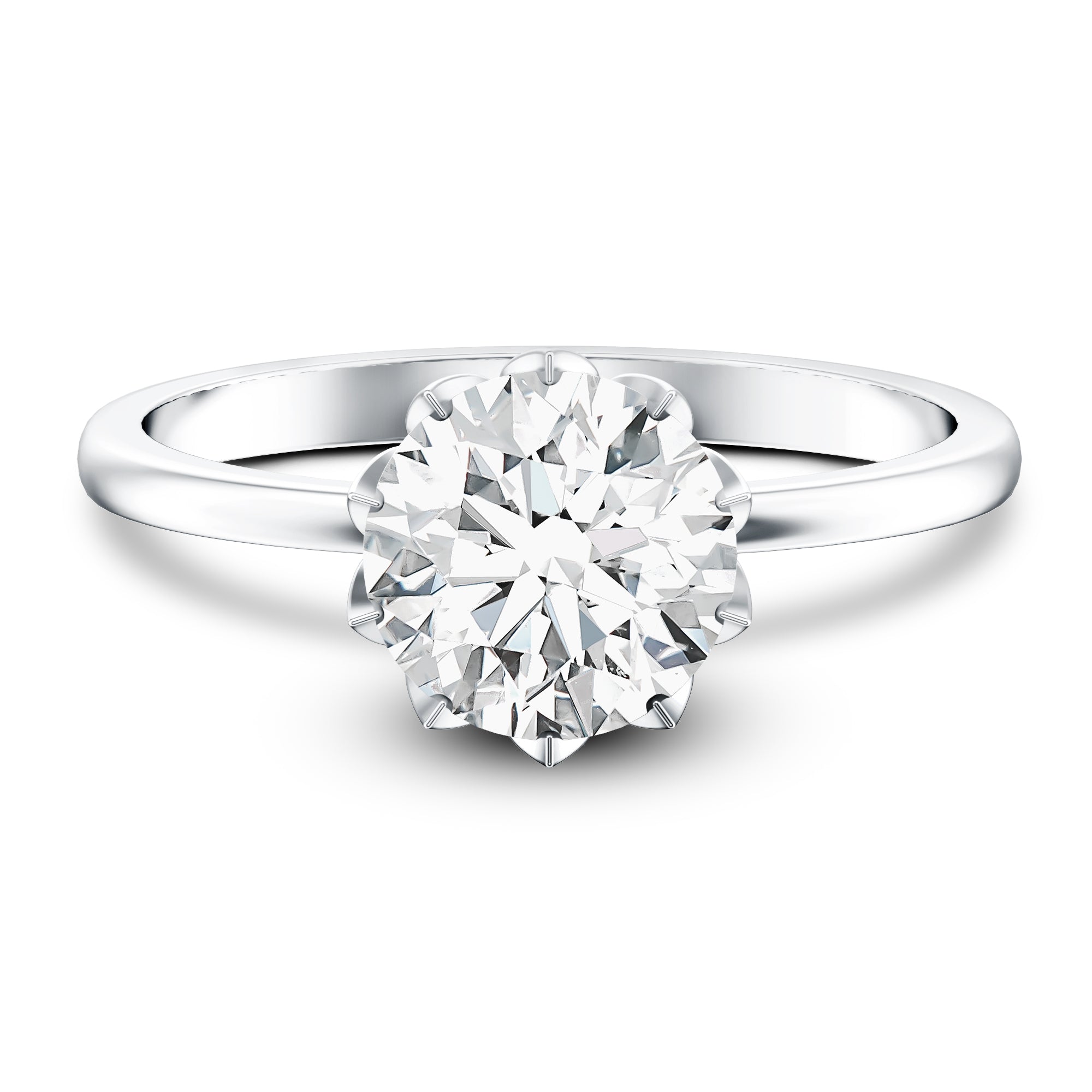 Rosec Jewels-Lotus Basket Set Lab Grown Diamond 3 Carat Engagement Ring with IGI Certificate