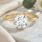 Lotus Basket Set Lab Grown Diamond 3 Carat Engagement Ring with IGI Certificate Lab - ( E-VS1 ) - Rosec Jewels