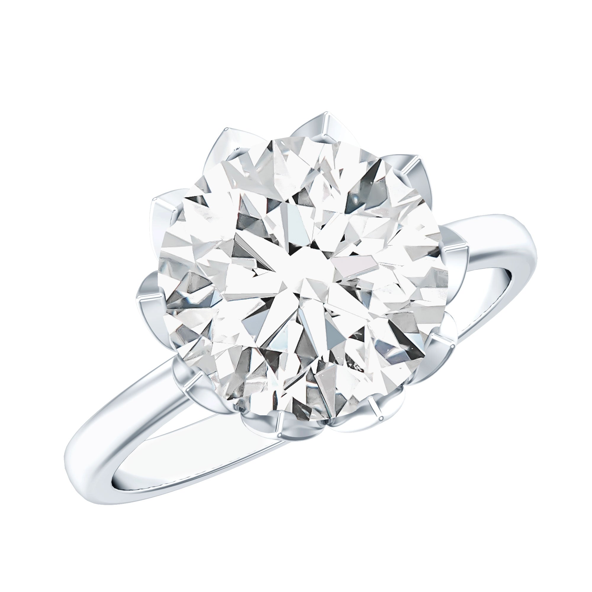 Rosec Jewels-IGI Certified 4 CT Lab Grown Diamond Lotus Engagement Ring