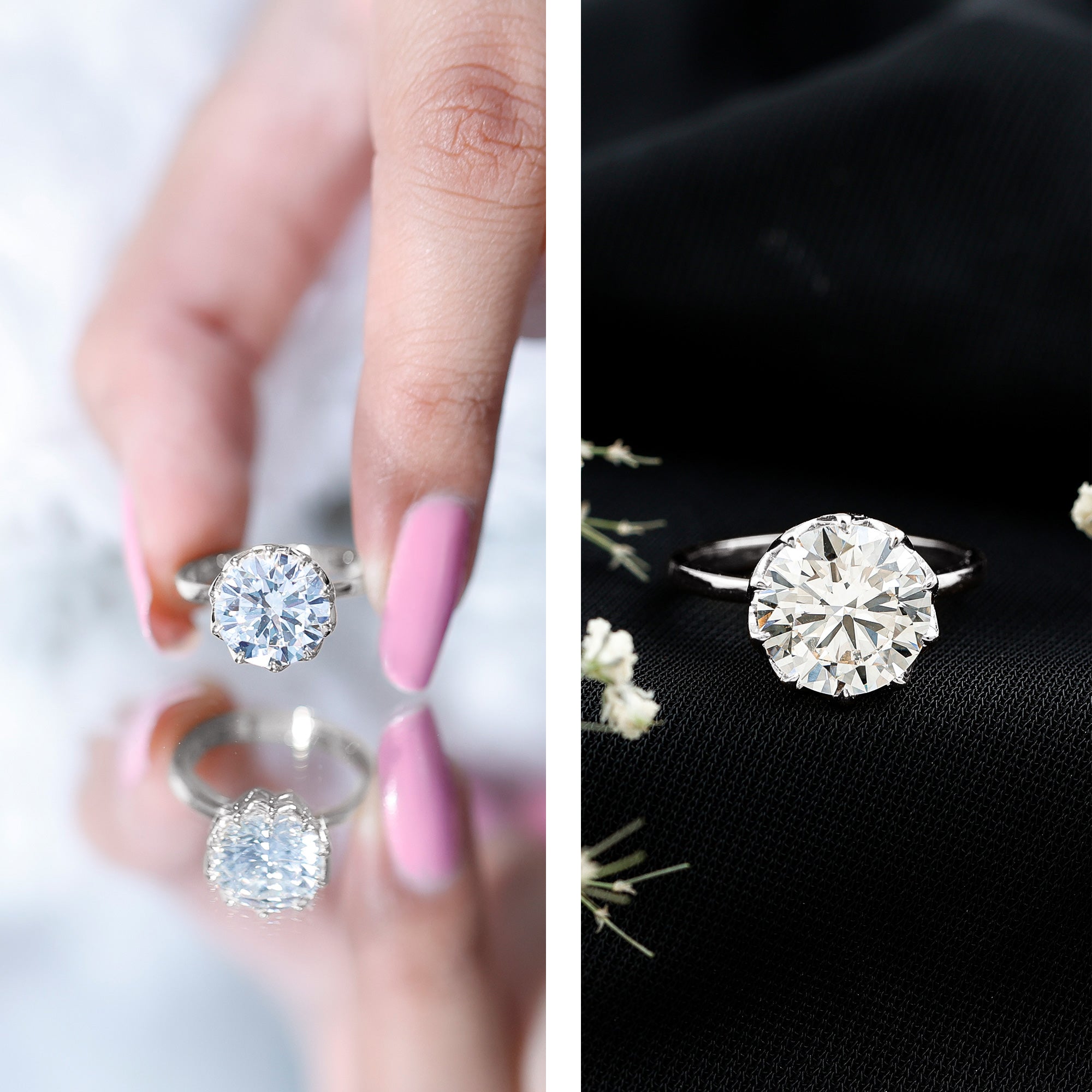 IGI Certified 4 CT Lab Grown Diamond Lotus Engagement Ring Lab - ( E-VS1 ) - Rosec Jewels