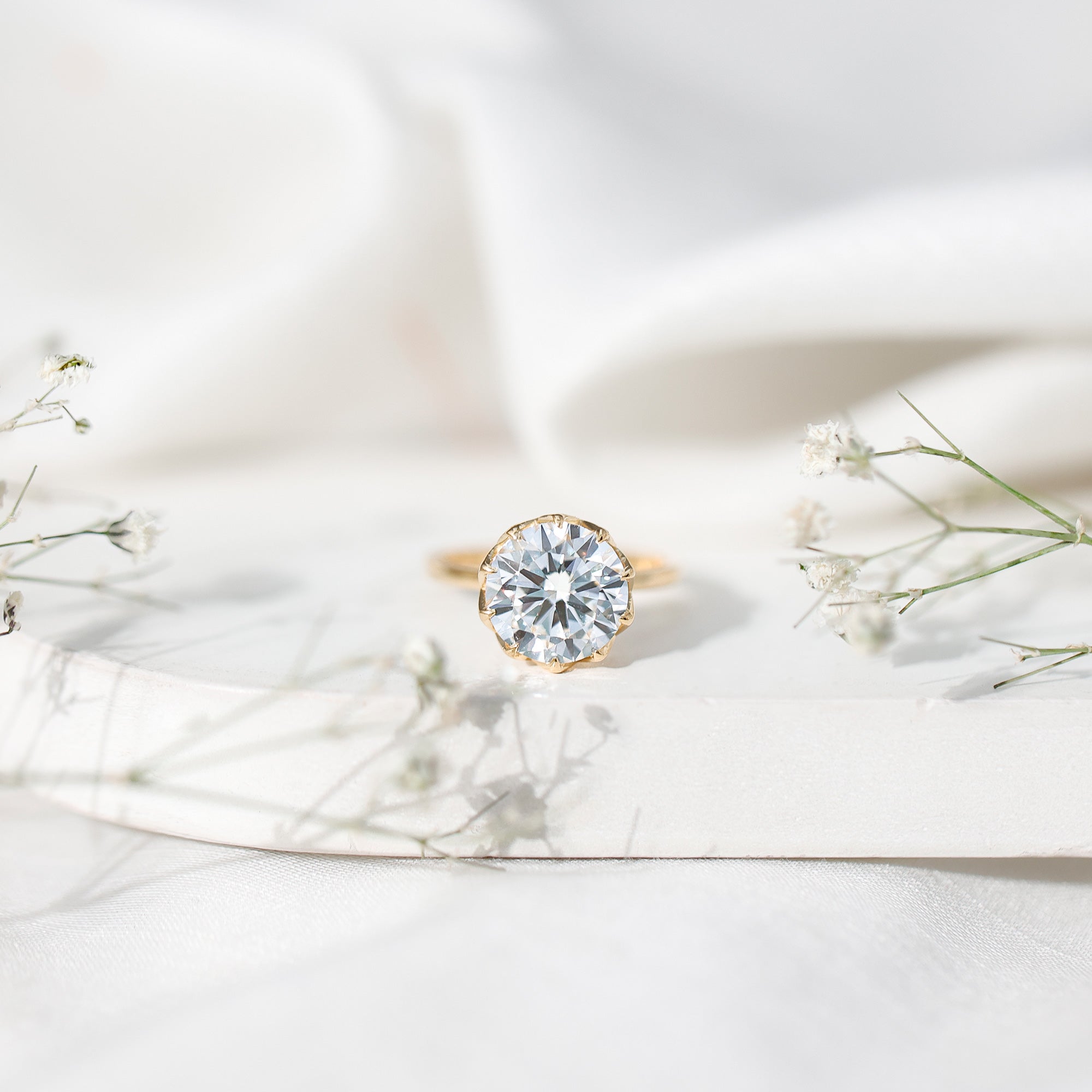 IGI Certified 4 CT Lab Grown Diamond Lotus Engagement Ring Lab - ( E-VS1 ) - Rosec Jewels