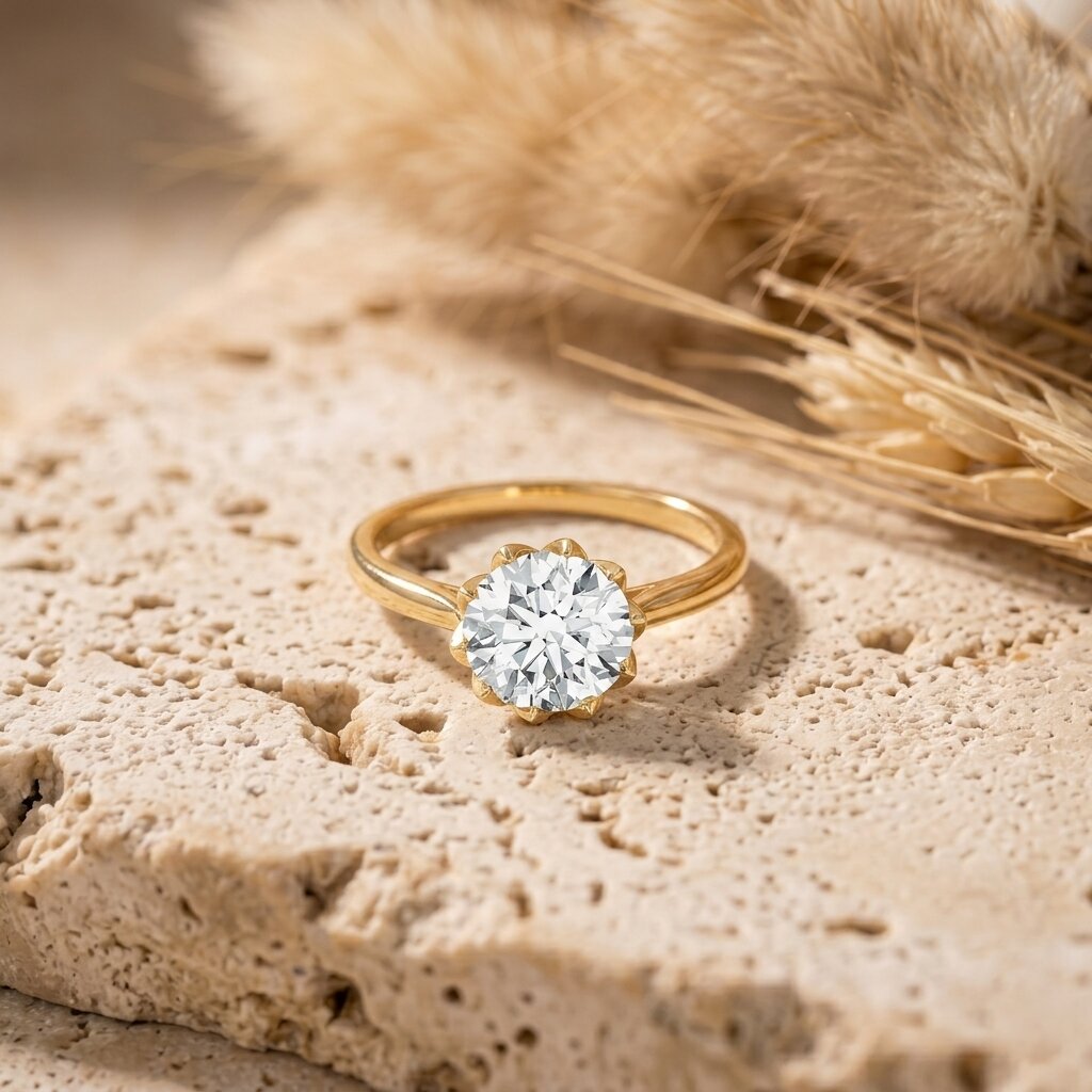 IGI Certified 4 CT Lab Grown Diamond Lotus Engagement Ring Lab - ( E-VS1 ) - Rosec Jewels