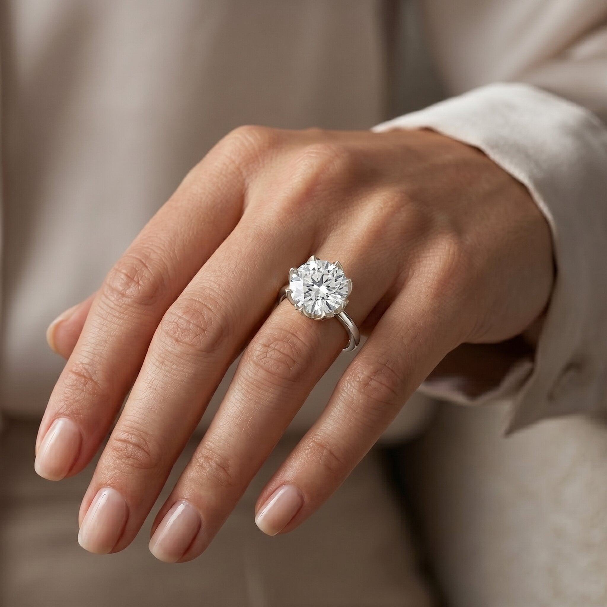 5 Carat Lab Diamond Solitaire Engagement Ring with IGI Certificate Lab - ( E-VS1 ) - Rosec Jewels