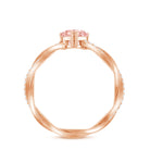 Rosec Jewels-1 CT Lab Grown Pink Diamond Heart Engagement Ring with Crossover Shank