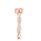 Rosec Jewels-1 CT Lab Grown Pink Diamond Heart Engagement Ring with Crossover Shank