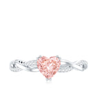 Rosec Jewels-1 CT Lab Grown Pink Diamond Heart Engagement Ring with Crossover Shank