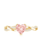 Rosec Jewels-1 CT Lab Grown Pink Diamond Heart Engagement Ring with Crossover Shank