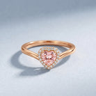 IGI Certified Lab Grown Pink Diamond Heart Promise Ring with Halo Fancy Pink - VS1 - Rosec Jewels