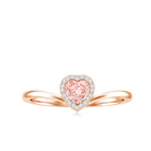Rosec Jewels-Certified Lab Grown Pink Diamond Heart Promise Ring with Halo