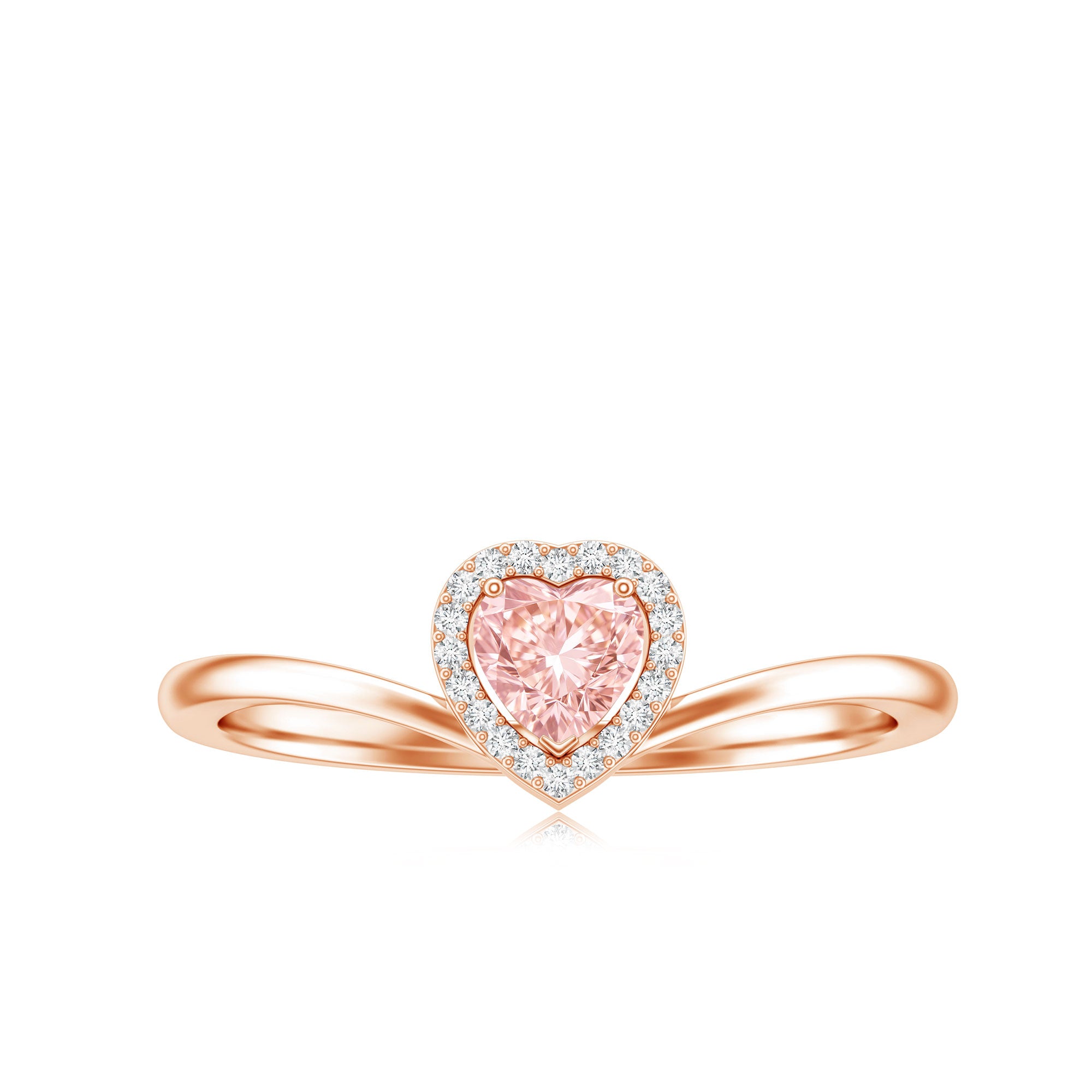 Rosec Jewels-Certified Lab Grown Pink Diamond Heart Promise Ring with Halo