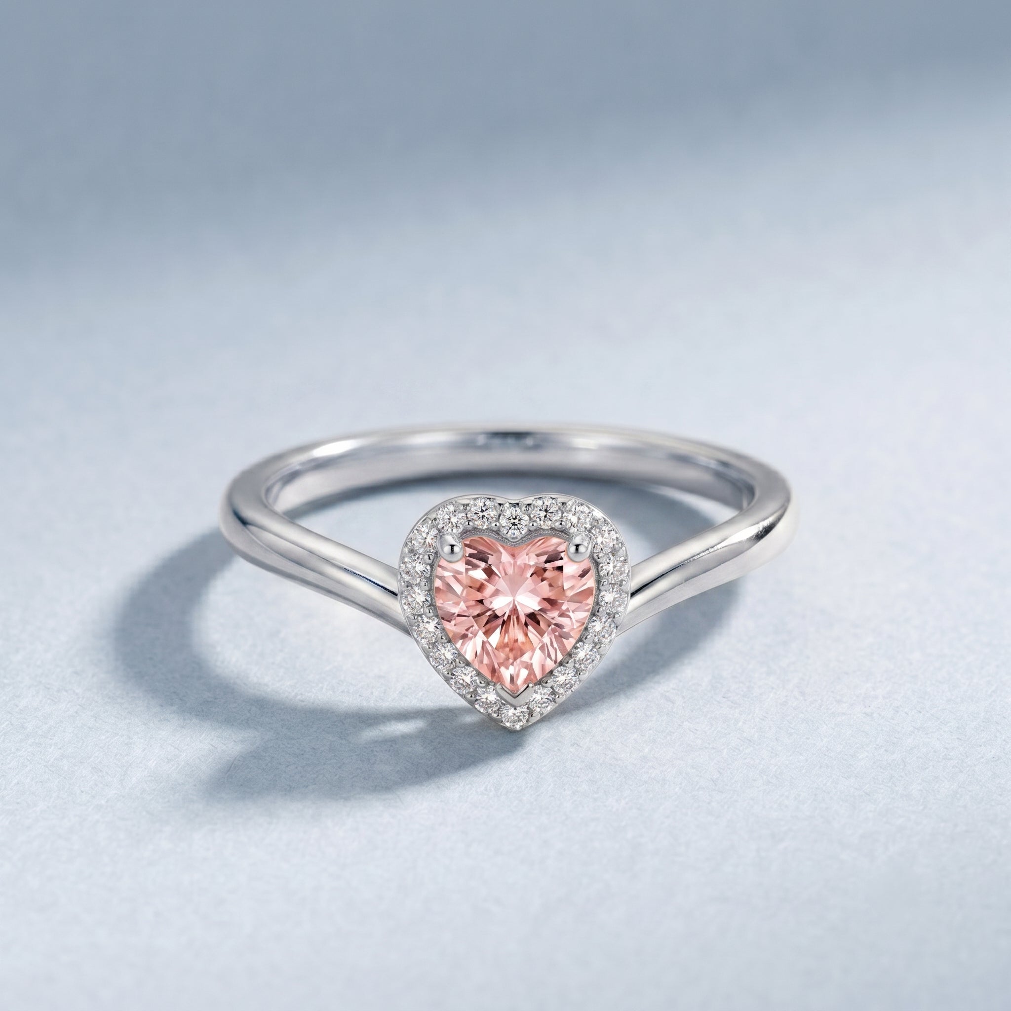 IGI Certified Lab Grown Pink Diamond Heart Promise Ring with Halo Fancy Pink - VS1 - Rosec Jewels