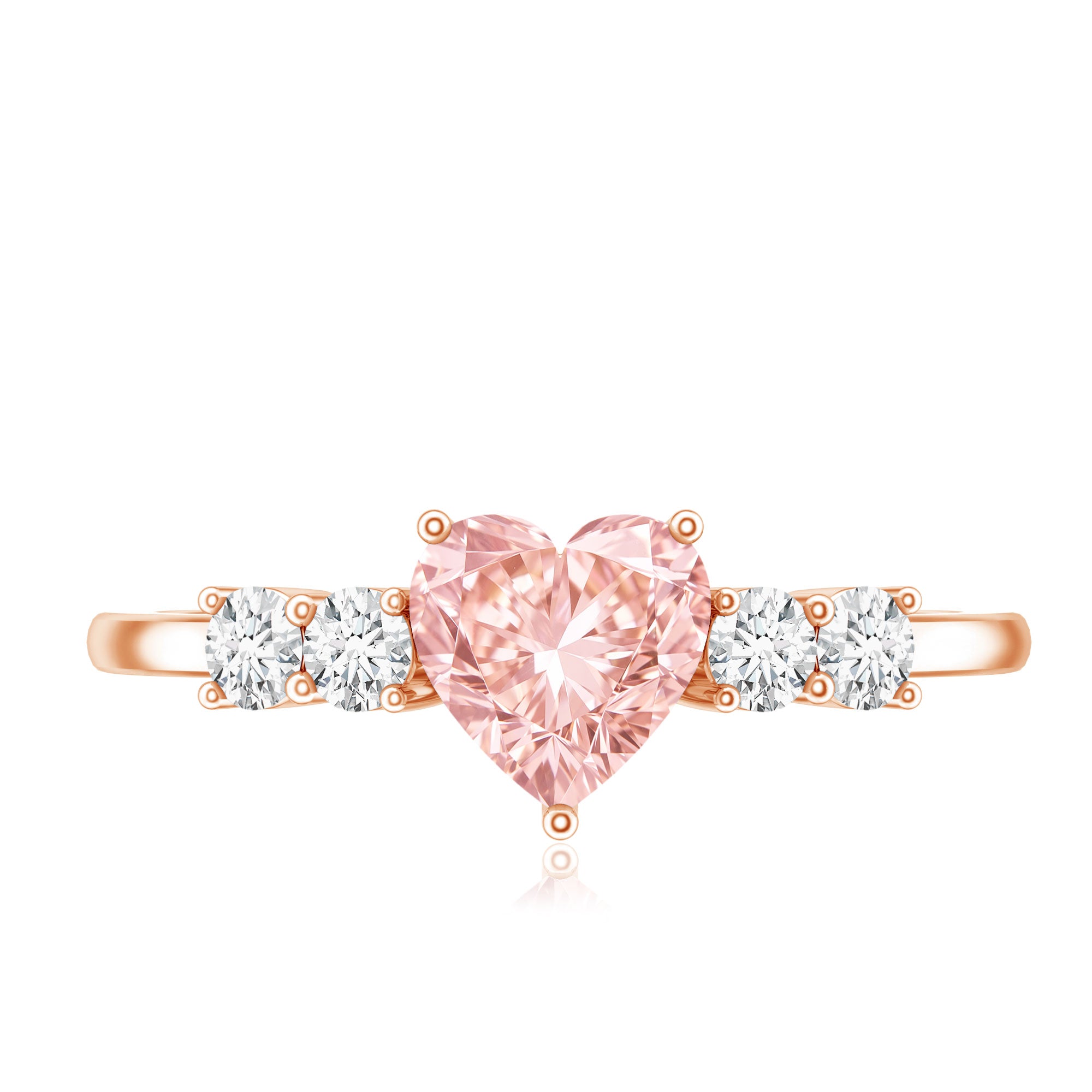 Rosec Jewels-1 Carat Lab Grown Pink and White Diamond Heart Promise Ring for Her