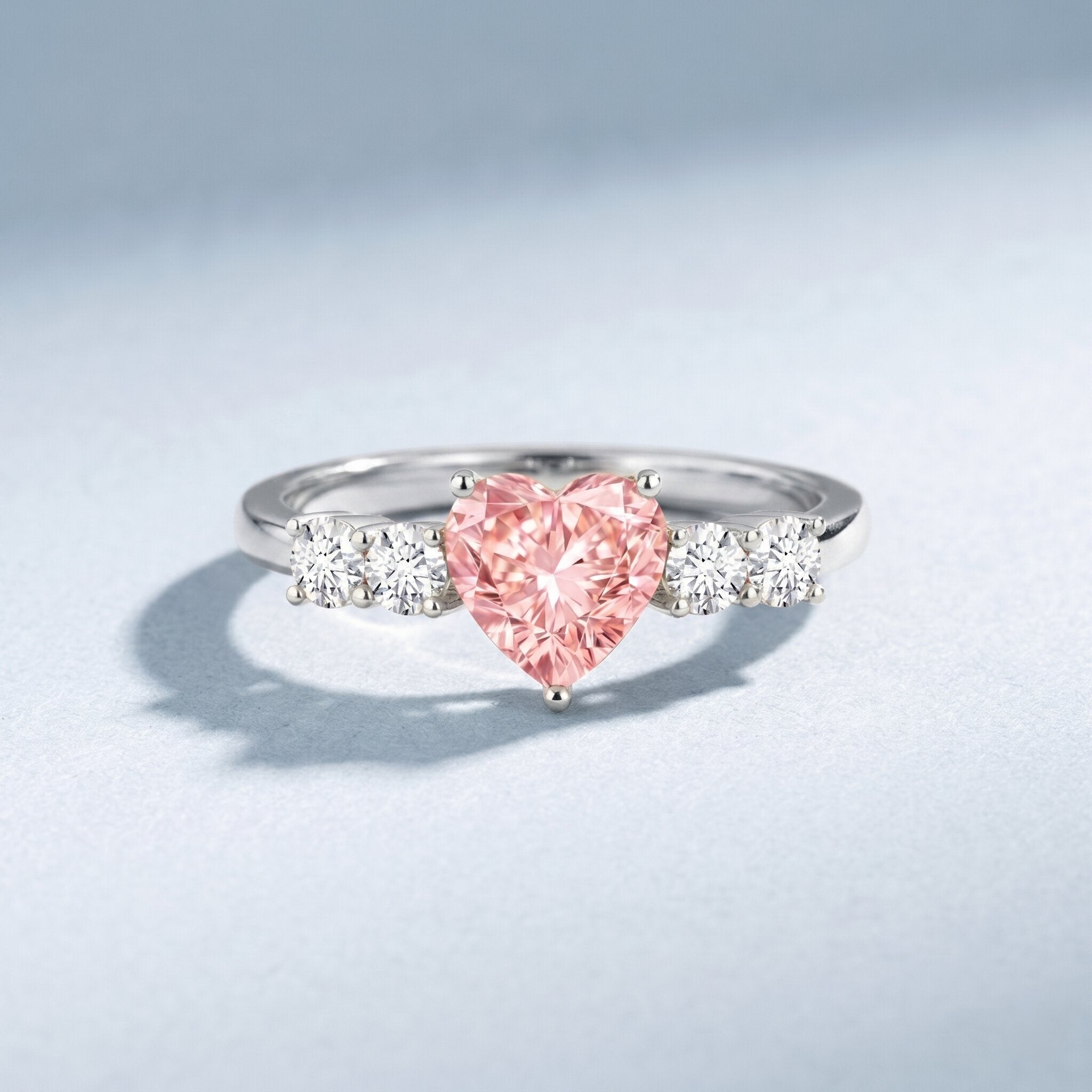 IGI Certified 1 Carat Lab Grown Pink and White Diamond Heart Promise Ring for Her VS1 - Rosec Jewels