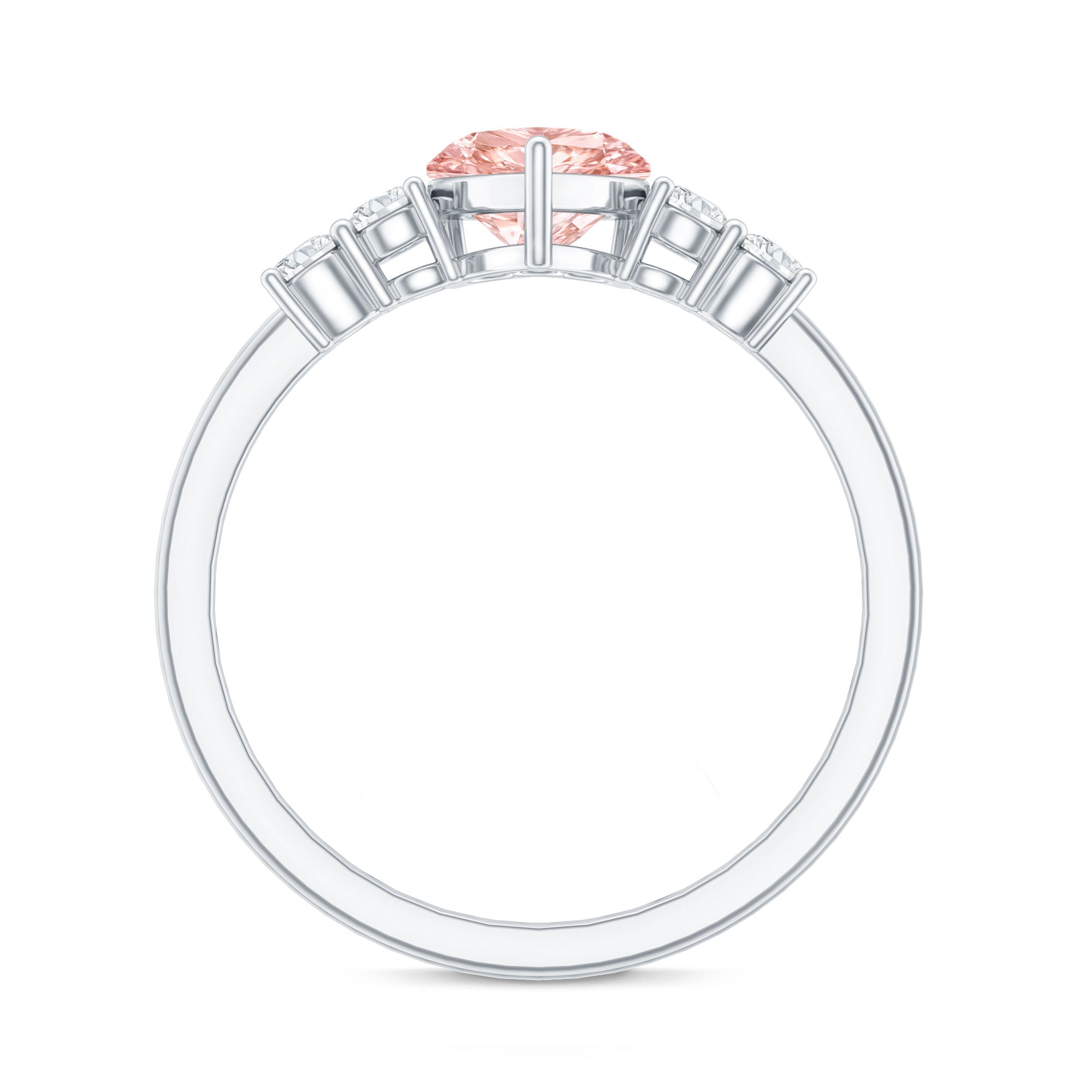 Rosec Jewels-1 Carat Lab Grown Pink and White Diamond Heart Promise Ring for Her