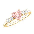 Rosec Jewels-1 Carat Lab Grown Pink and White Diamond Heart Promise Ring for Her