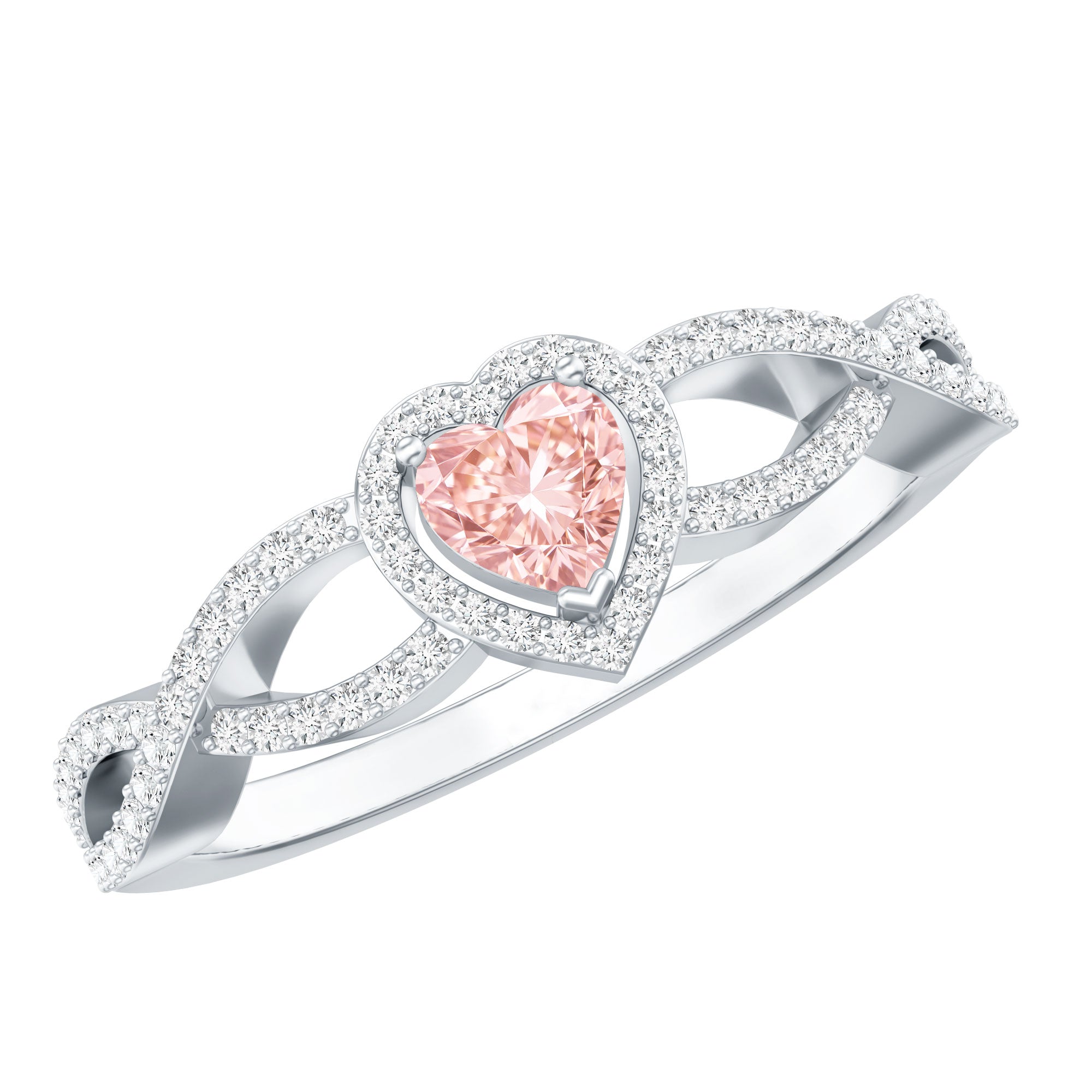 Rosec Jewels-1 Carat Lab Grown Pink and White Diamond Classic Engagement Ring