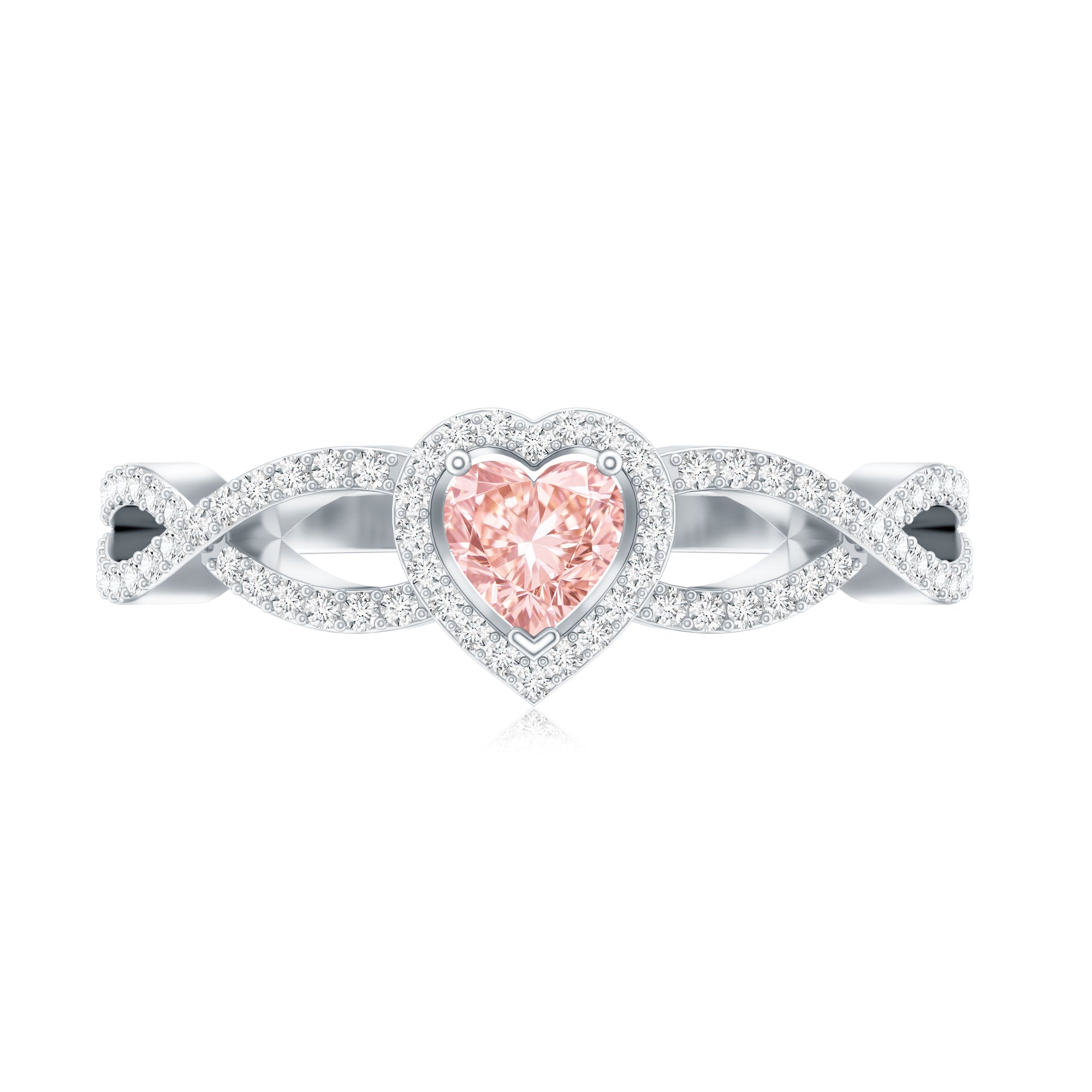Rosec Jewels-1 Carat Lab Grown Pink and White Diamond Classic Engagement Ring