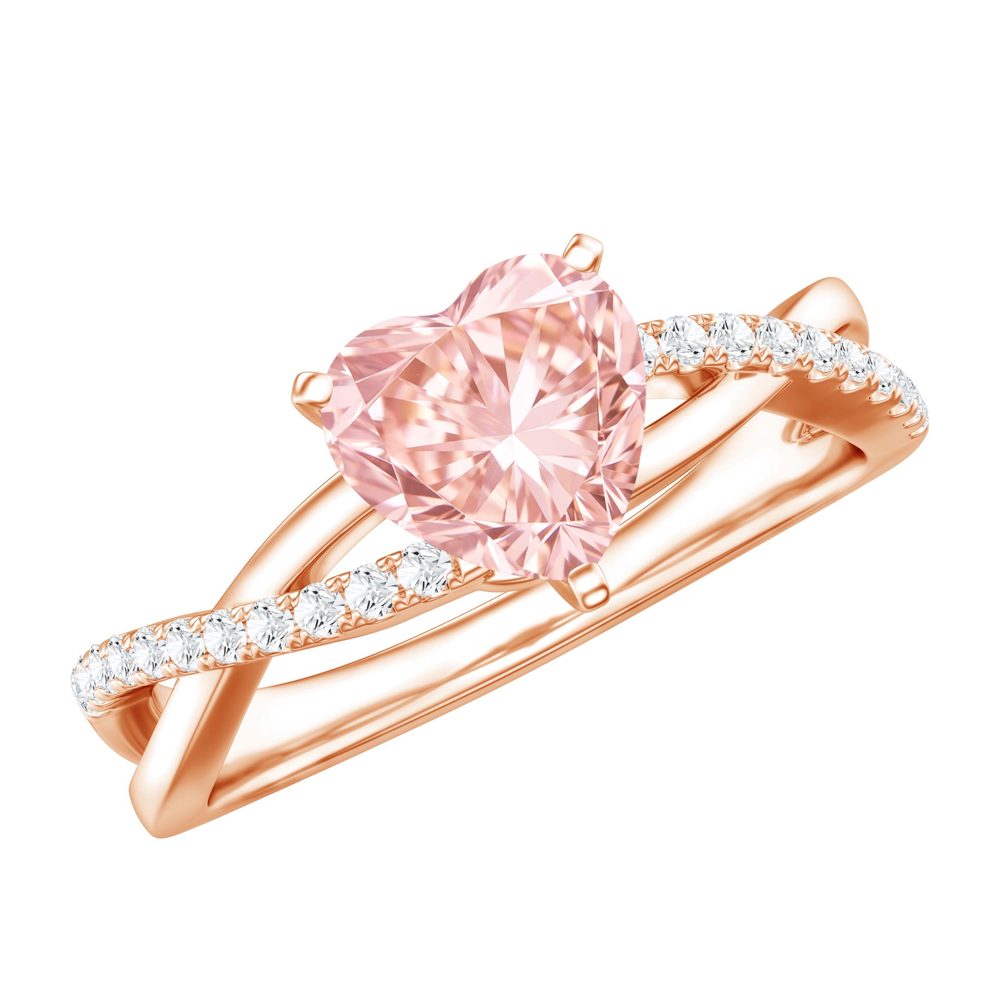 Rosec Jewels-1 CT Solitaire Lab Grown Pink Diamond Heart Engagement Ring