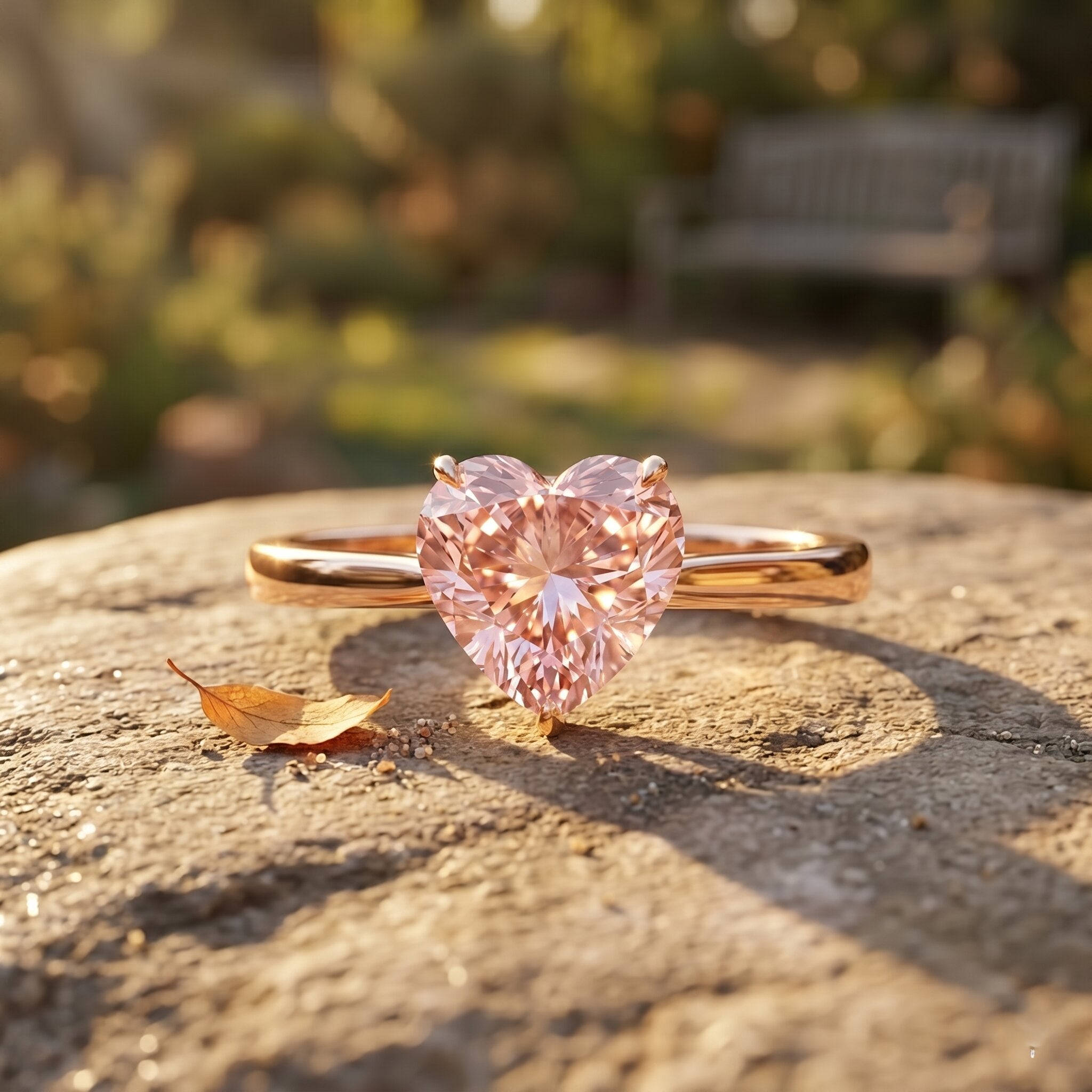 1 CT Lab Grown Pink Diamond Heart Promise Ring with IGI Certificate VVS - Rosec Jewels