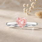 1 CT Lab Grown Pink Diamond Heart Promise Ring with IGI Certificate VVS - Rosec Jewels