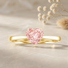 1 CT Lab Grown Pink Diamond Heart Promise Ring with IGI Certificate VVS - Rosec Jewels