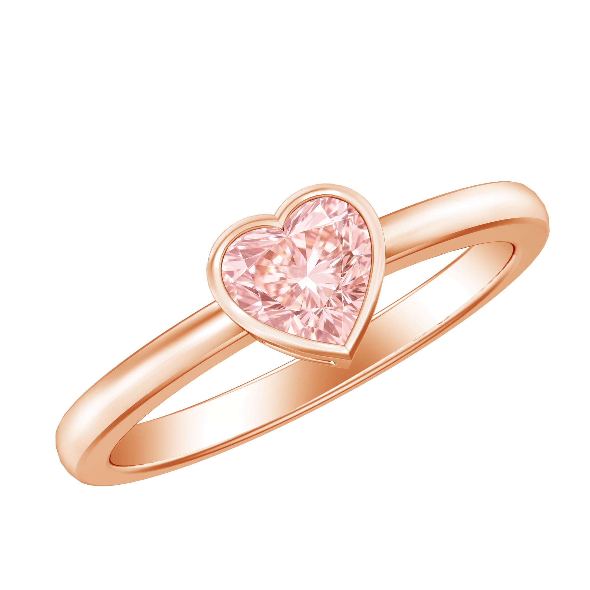 Rosec Jewels-Bezel Set Lab Grown Pink Diamond Solitaire Promise Ring
